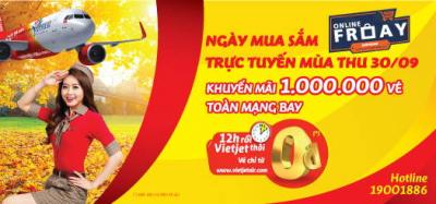 Vietjet tung 1 triệu vé chỉ từ 0đ dành cho ngày mua sắm trưc tuyến